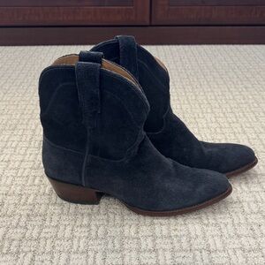 Tecovas Blue Suede Ankle Booties